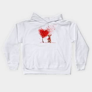 Happy Valentine's Day Heart Tree Love Tan Chihuahua Kids Hoodie